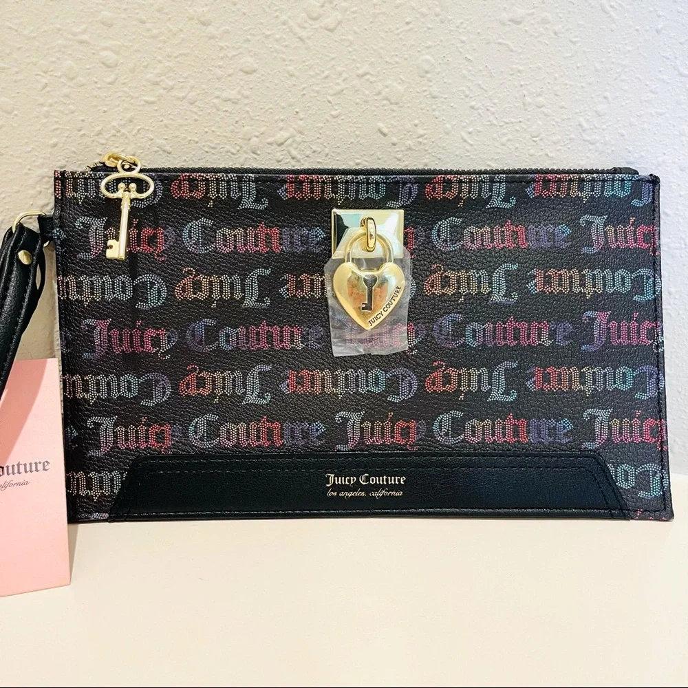 Juicy Couture Rainbow Multicolored Logo Wristlet OS NWT